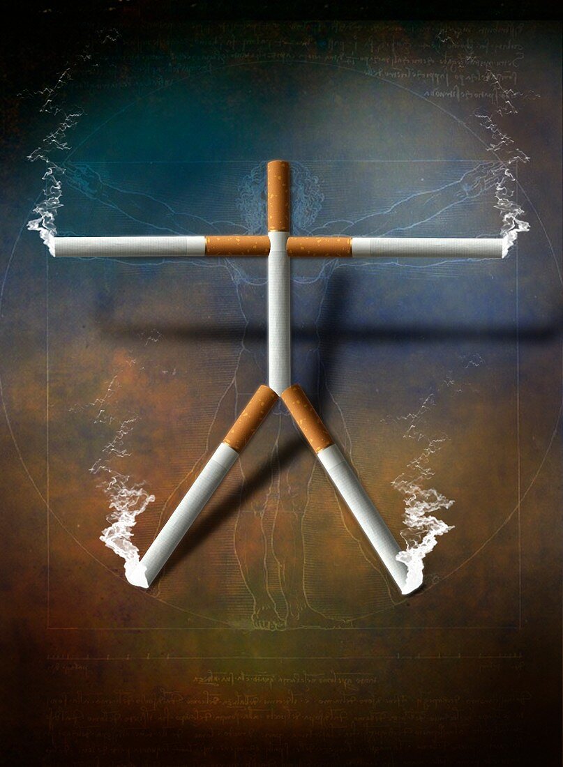 Cigarette addiction,conceptual image