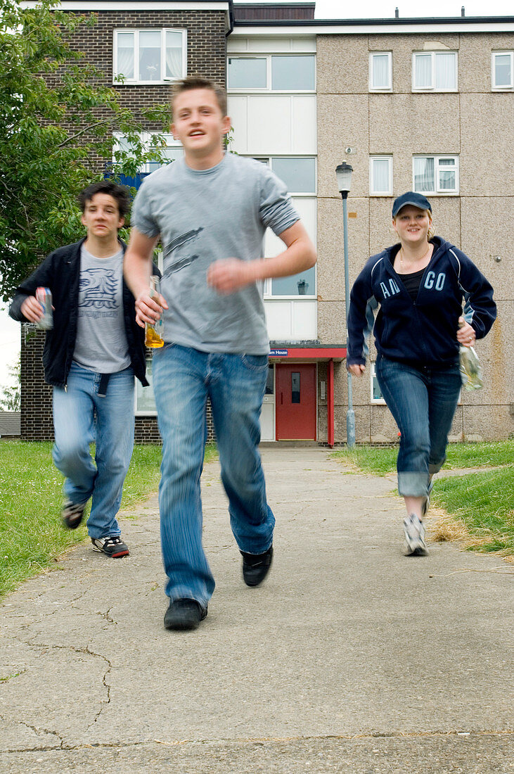 Teenagers running