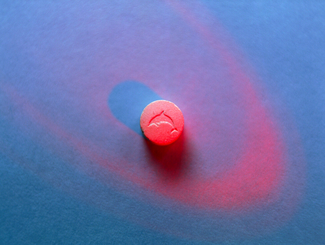 View of an ecstasy pill