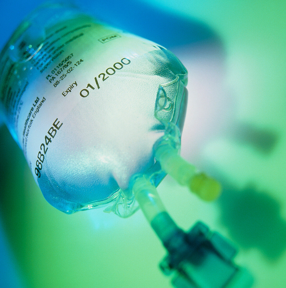 View of an intravenous drip bag