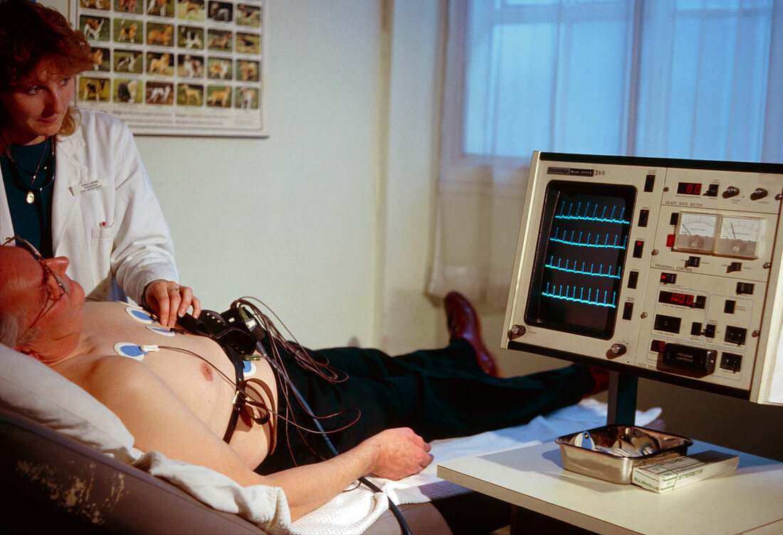Patient connected to ECG machine