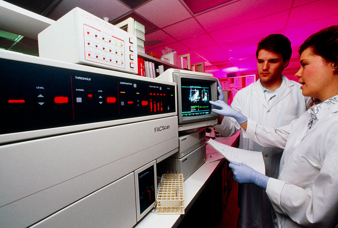 Flow cytometer being used for blood cell analysis