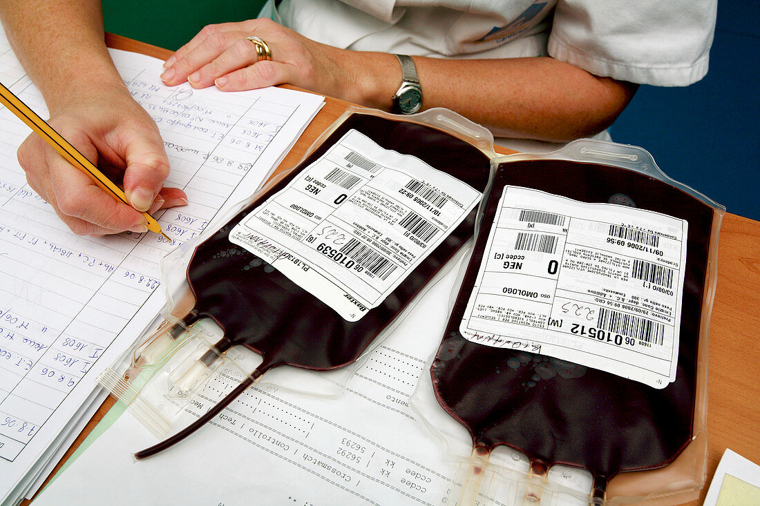 Blood bags for transfusions