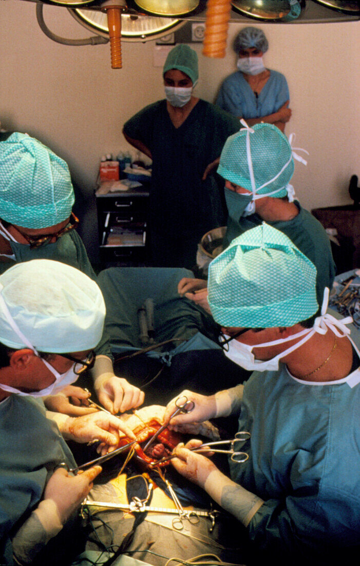 Open uterus fetal surgery: fetus is exposed