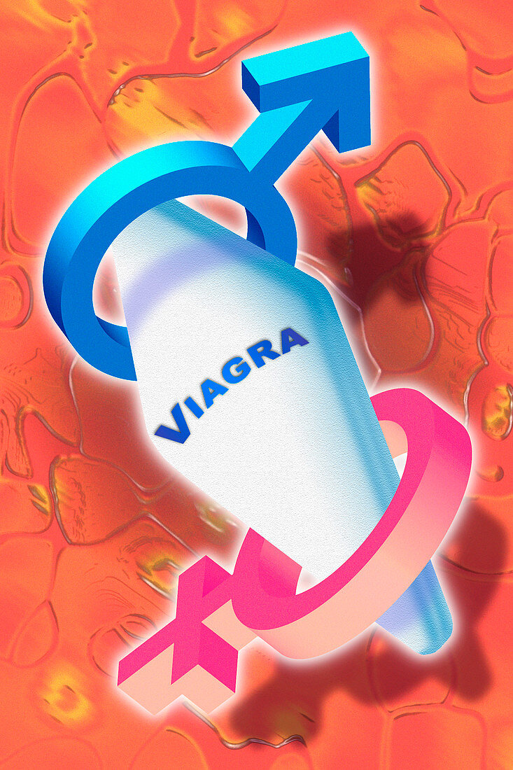 Computer artwork of viagra pill for male & females