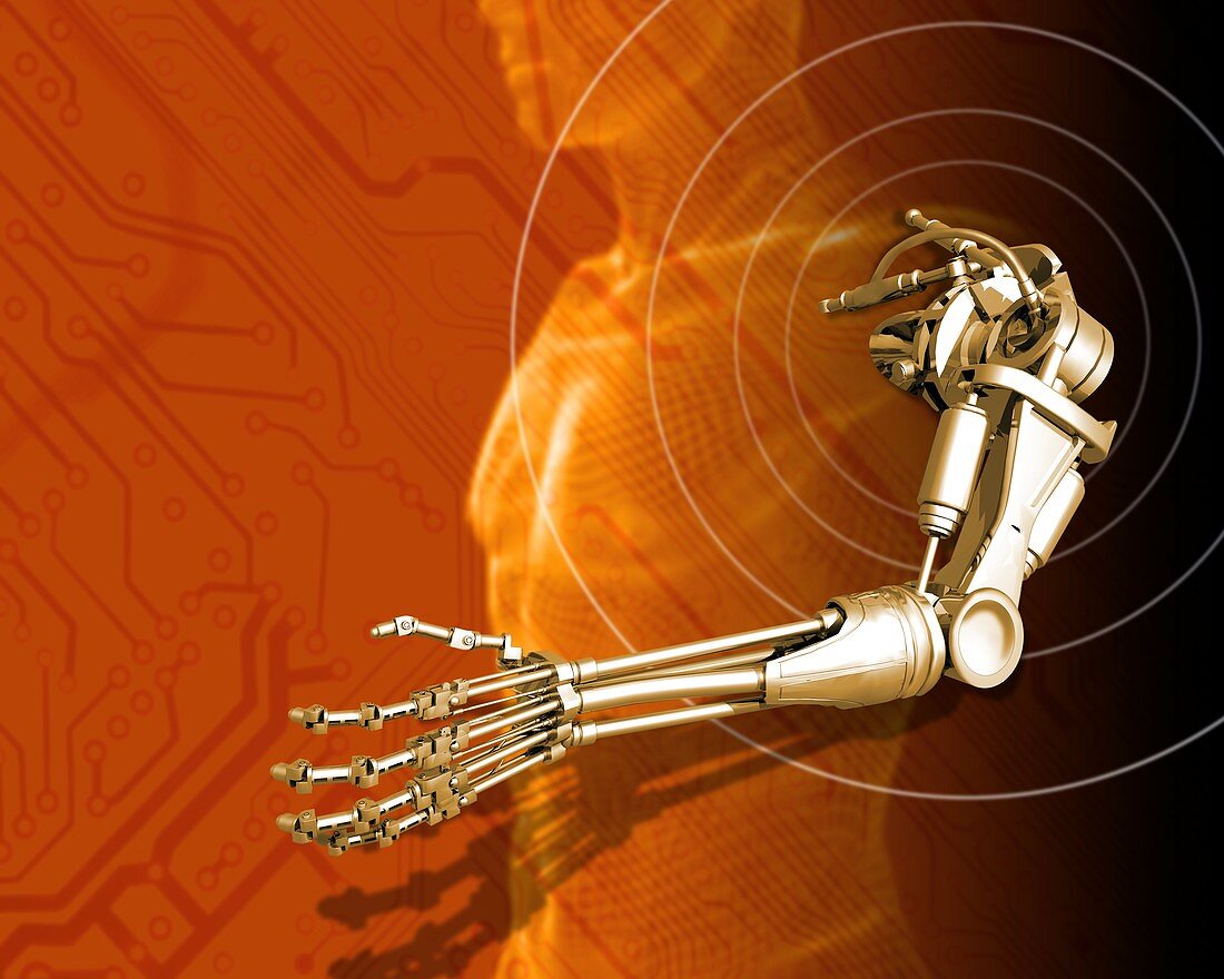 Prosthetic robotic arm,computer artwork