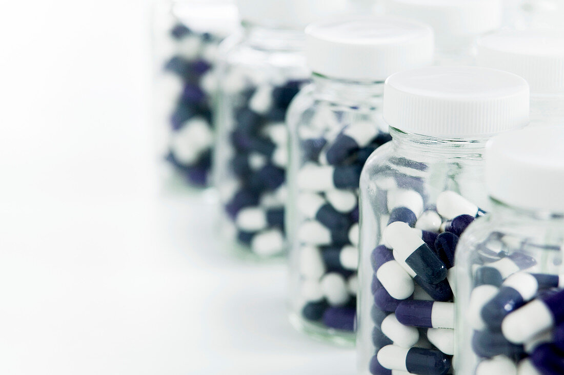 Jars of paracetamol capsules