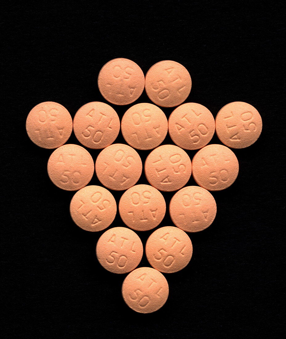 Atenolol beta blocker drug pills