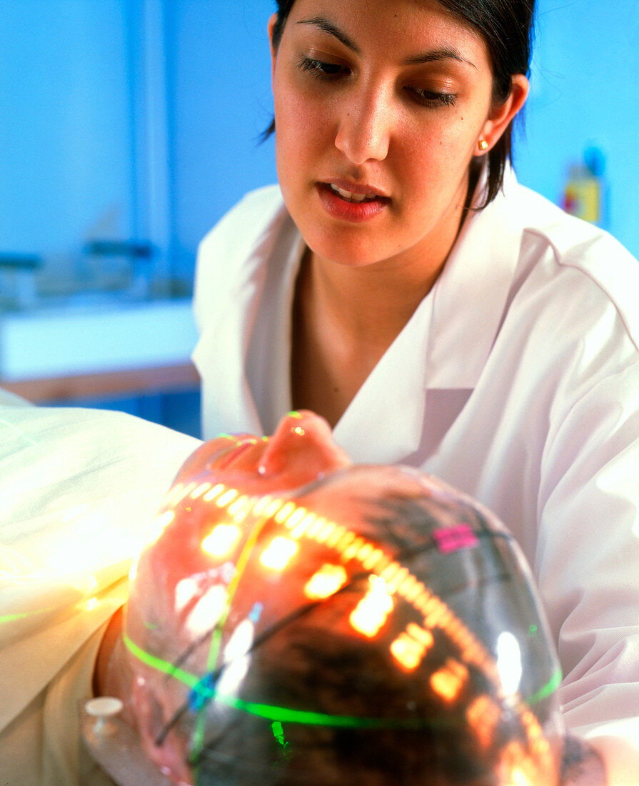 Radiographer and patient in radiotherapy