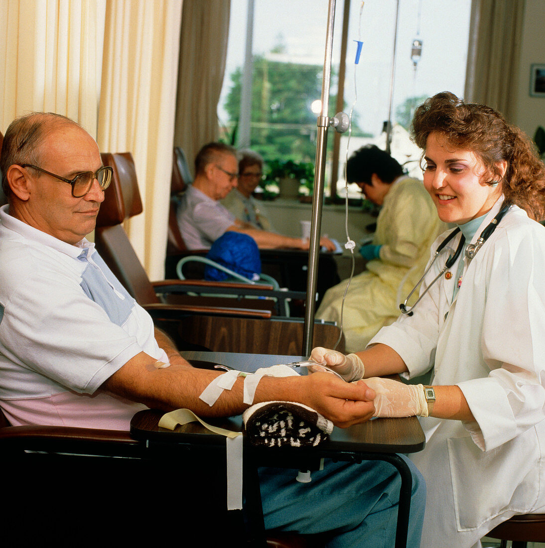 Oncology patient receiving an injection
