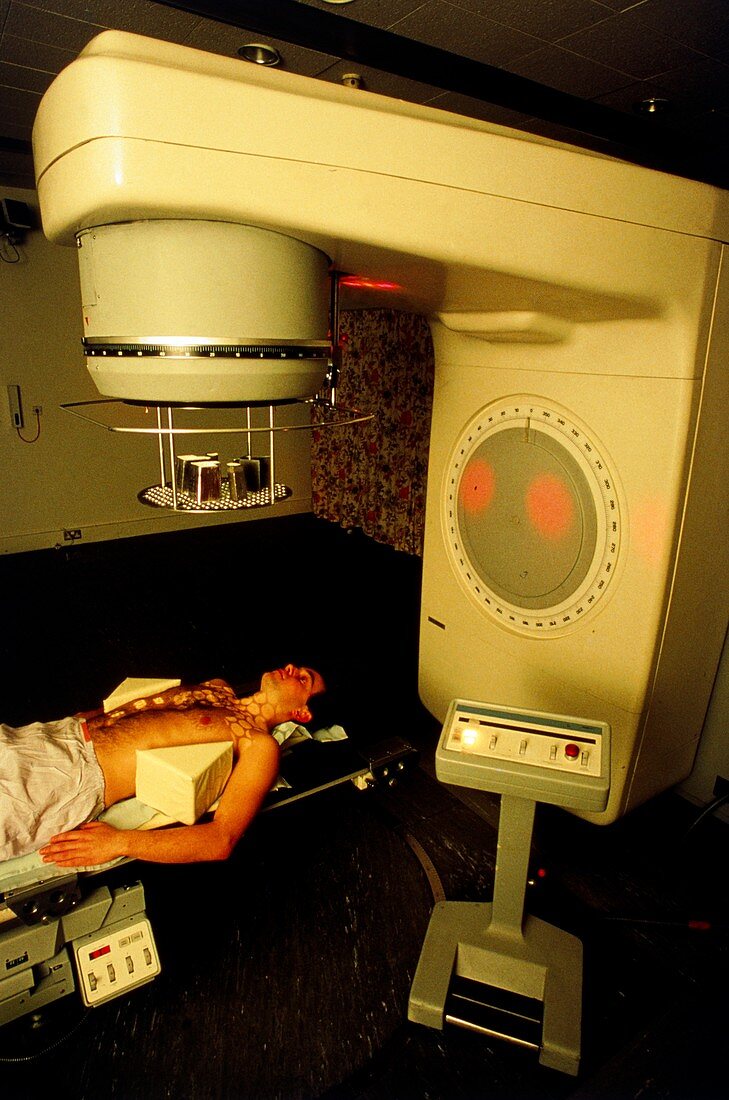 Man undergoing radiation treatment