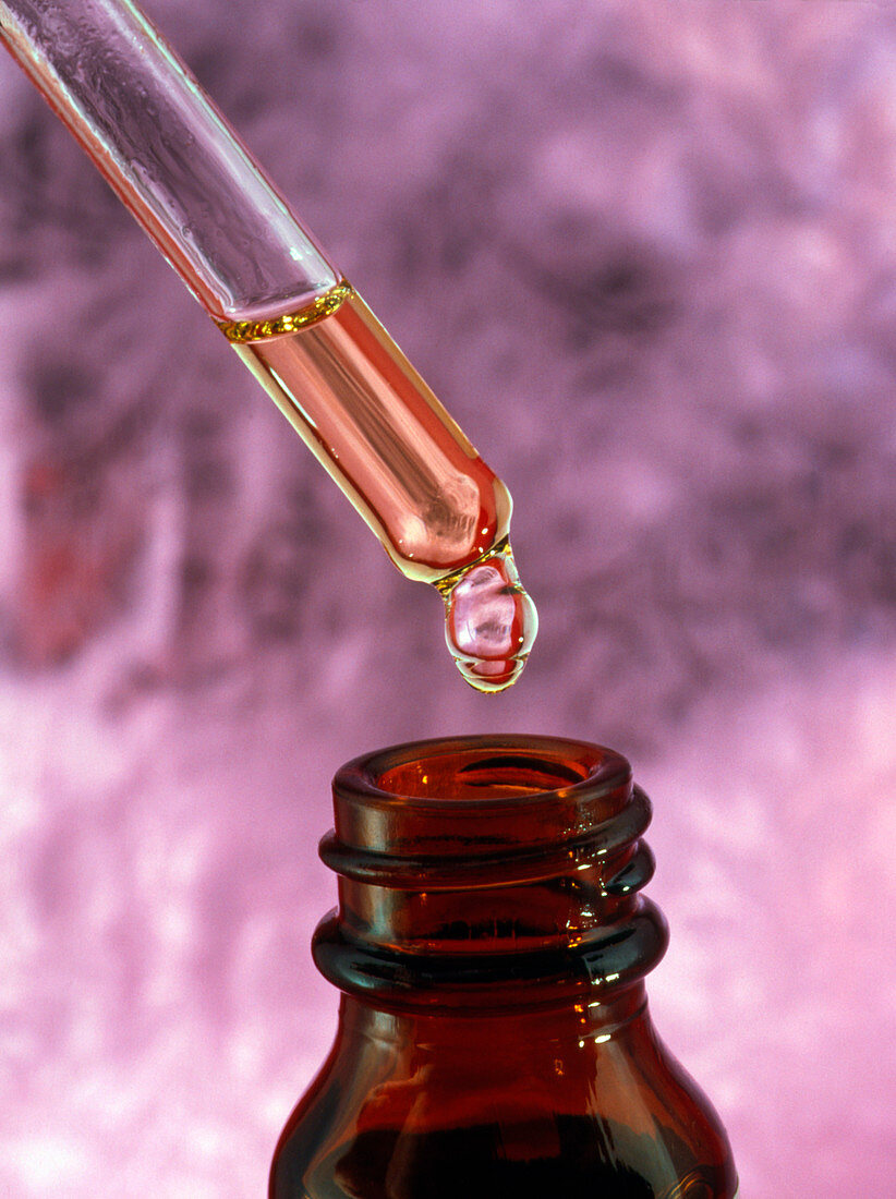 Dropper with a bottle of aromatherapy oil