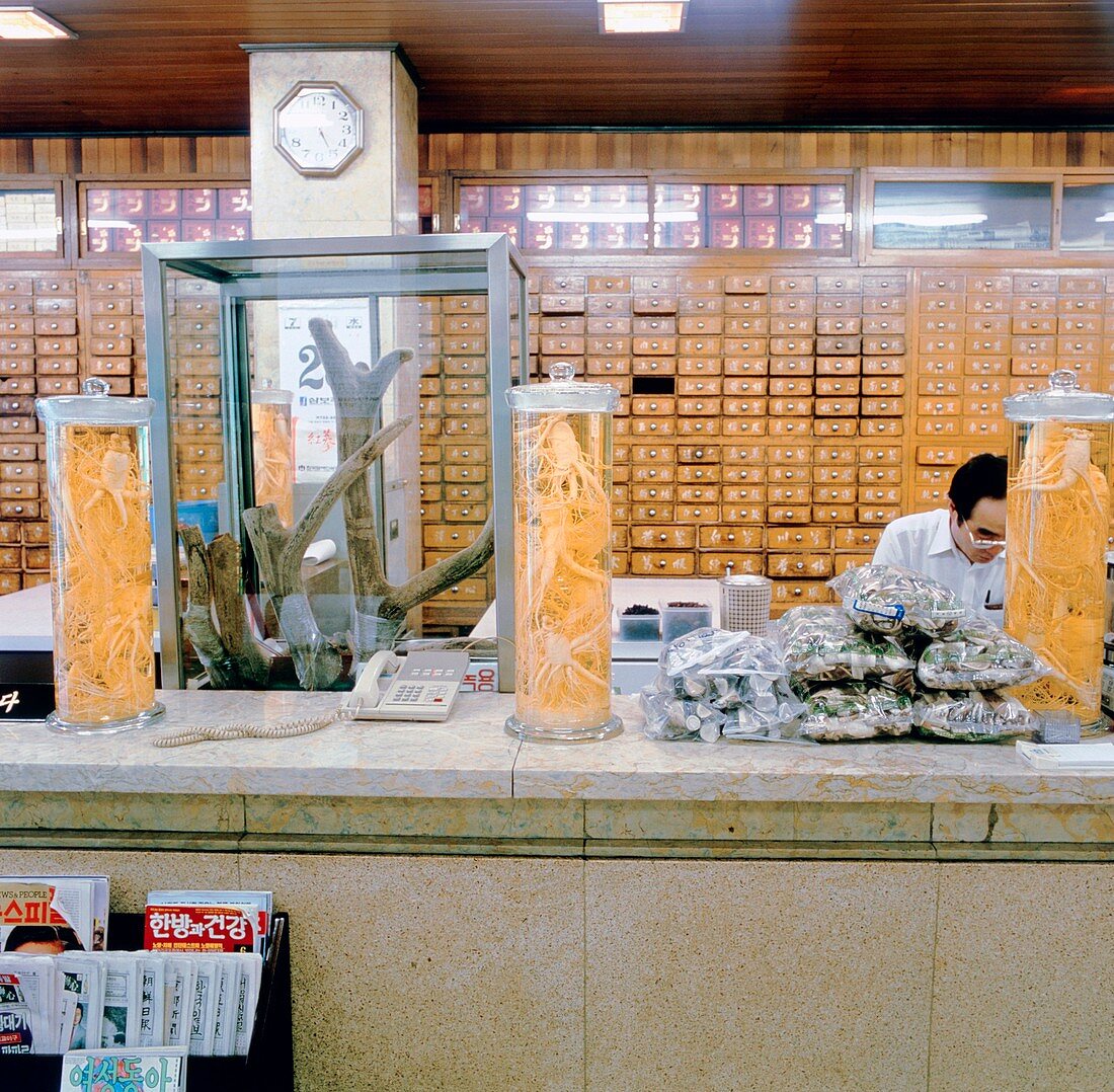 Interior of a Chinese herbal medicine Pharmacy
