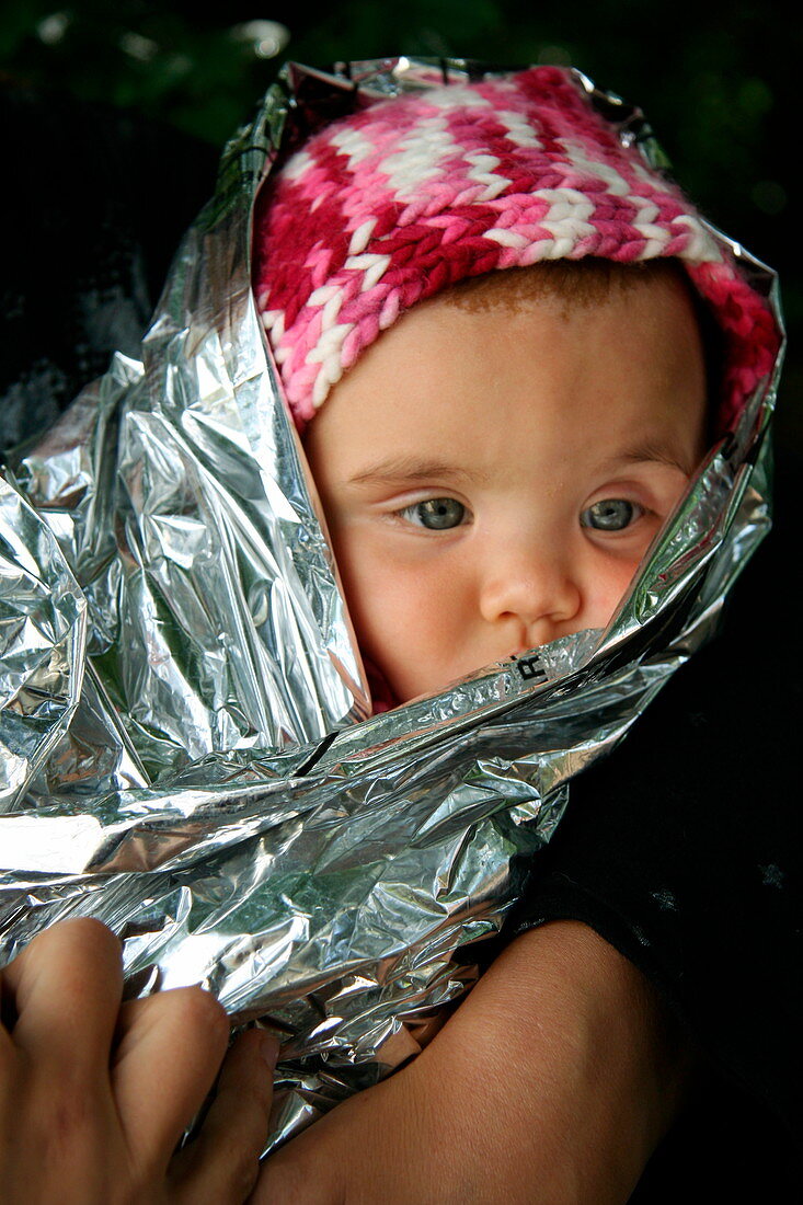 Baby in thermal blanket