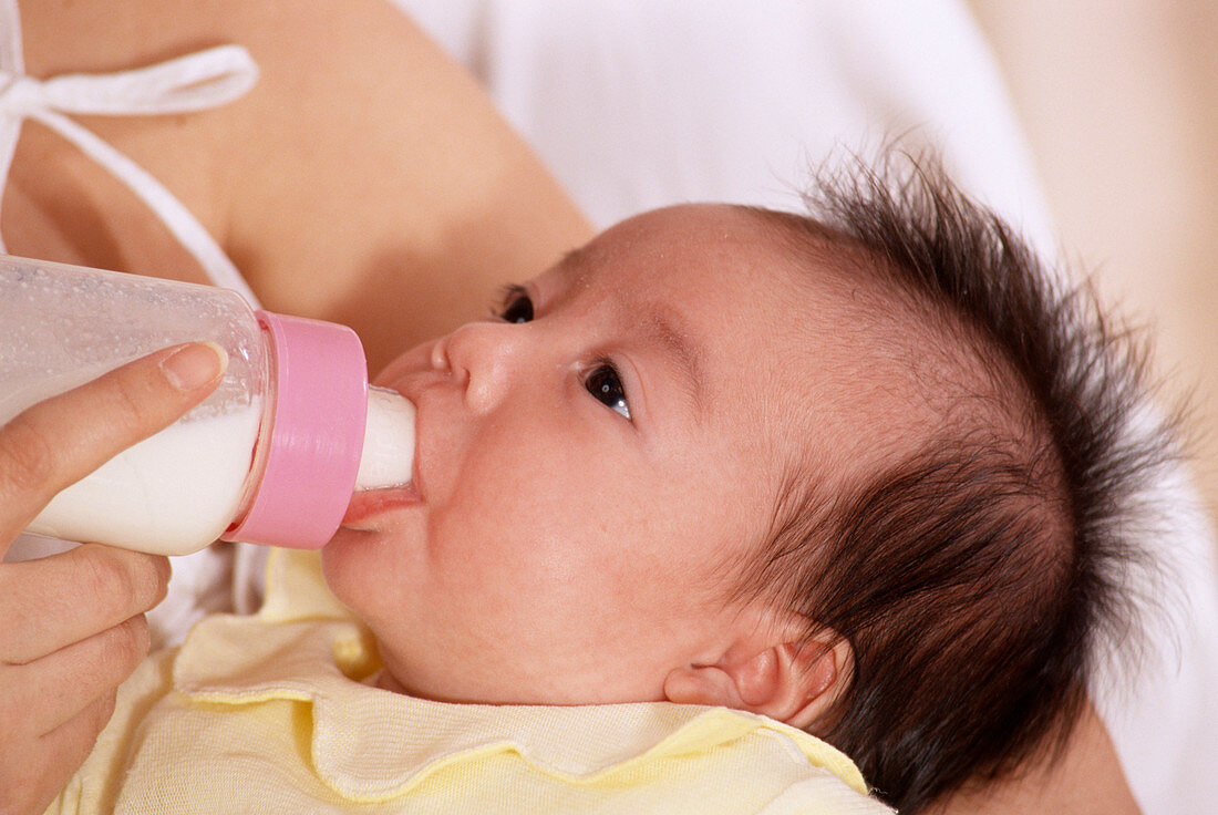 Bottle-feeding baby