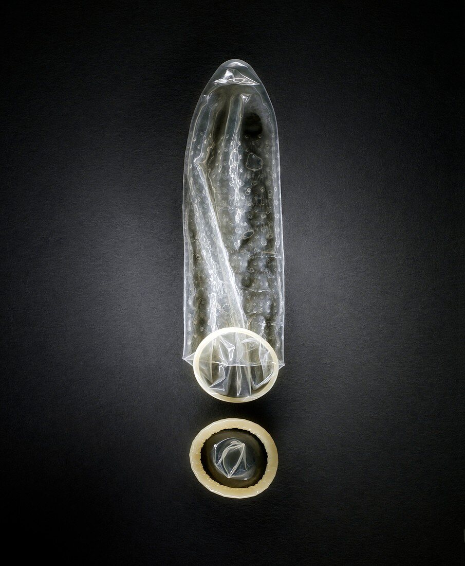 Rolled and unrolled condoms