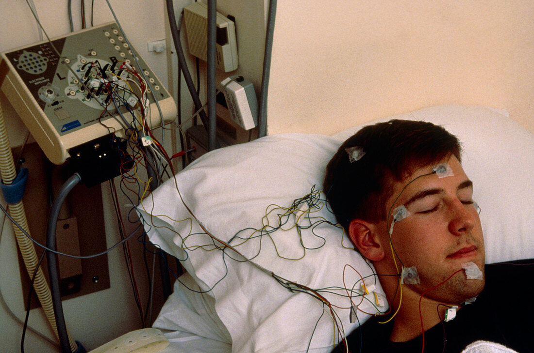 Circadian rhythm research: wired patient asleep