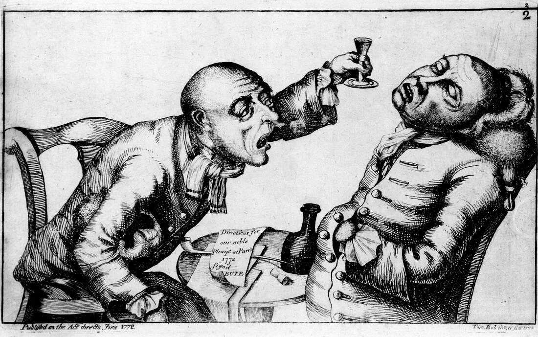 French 18th century engraving of two alcoholics