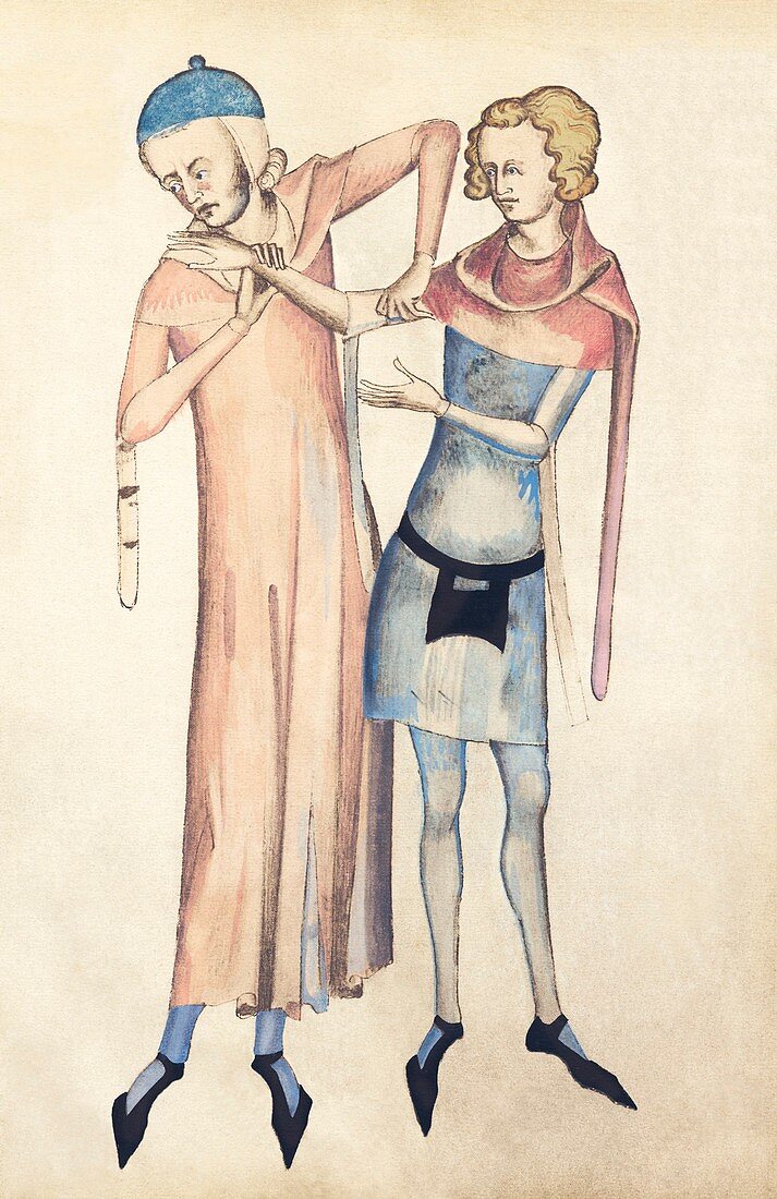 Pulse measurement,14th century artwork
