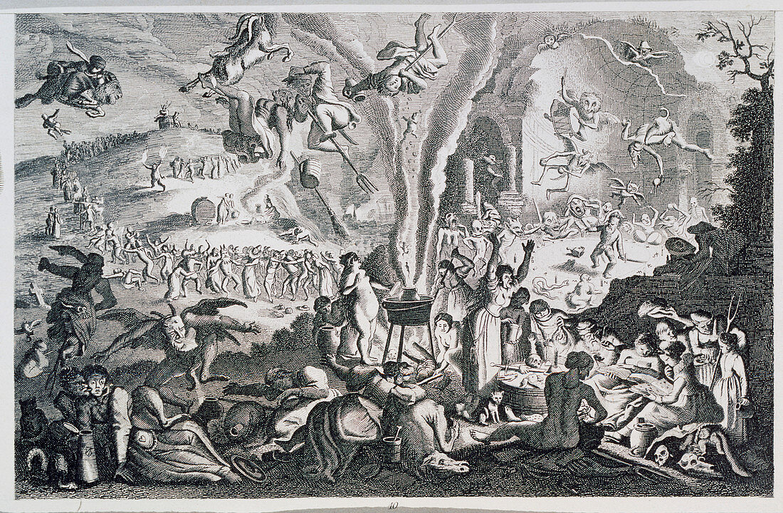 19th century engraving of a witches sabbath