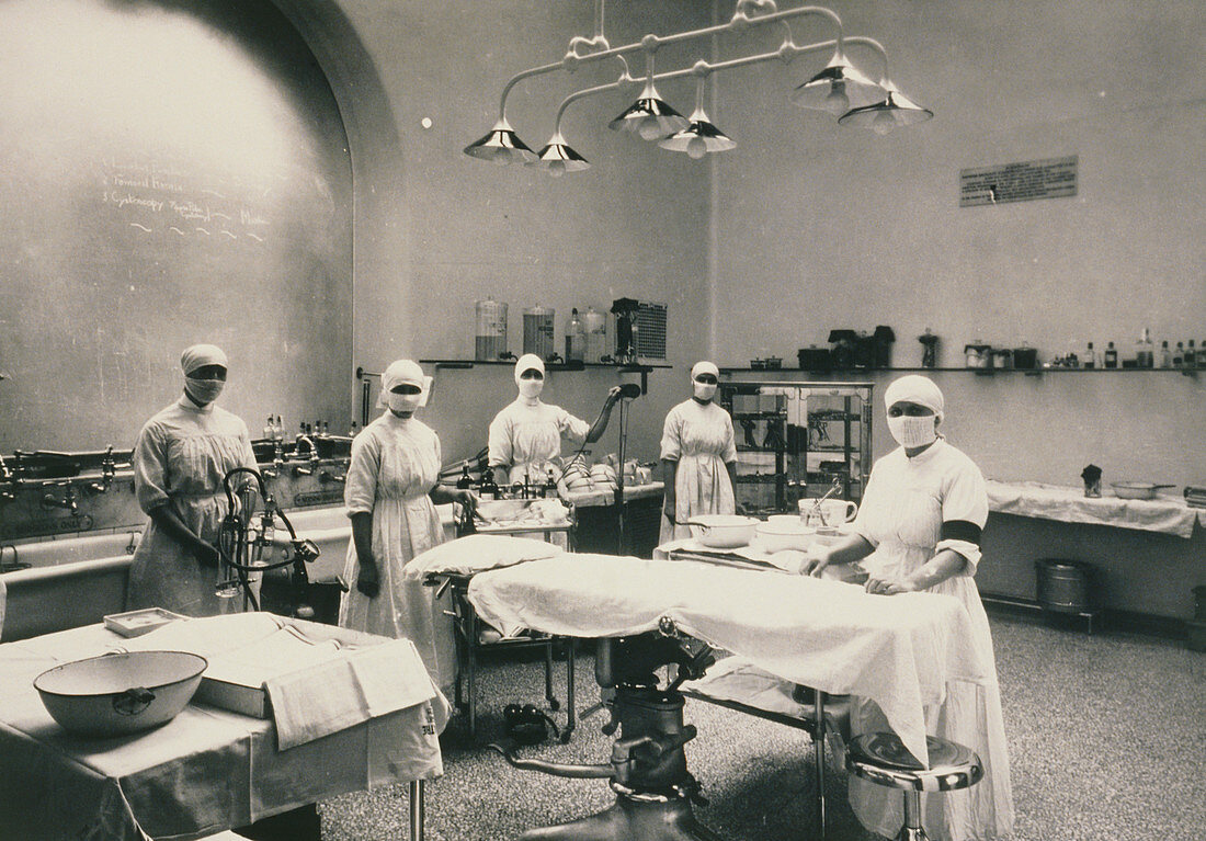 View of a 1920's hospital operating theatre