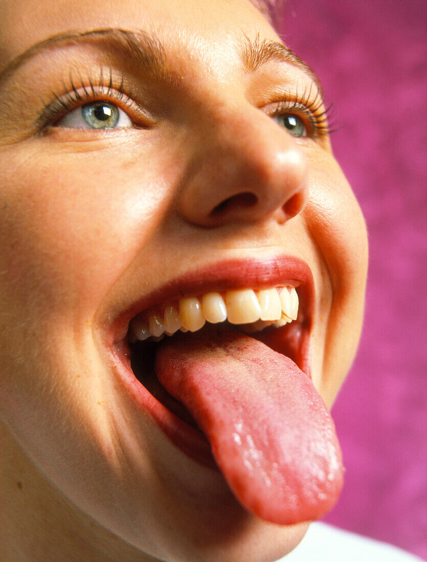 View of the healthy tongue of a woman