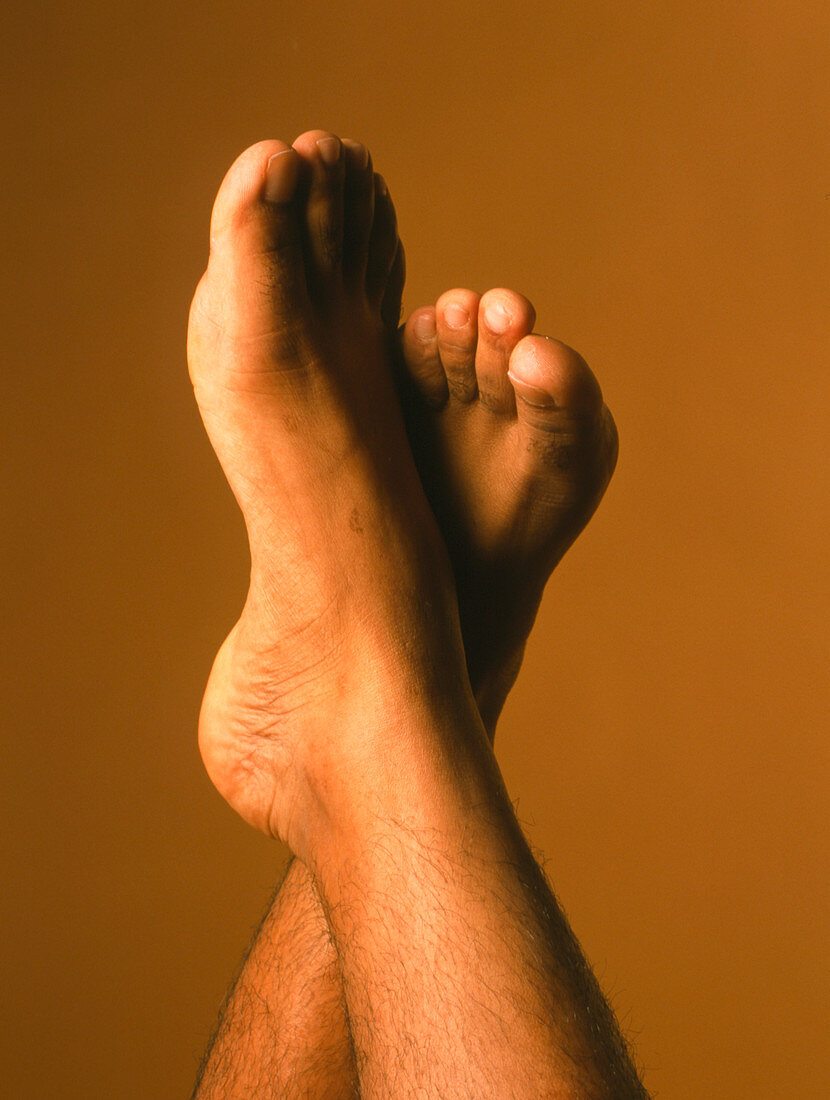 View of the healthy resting feet of a man