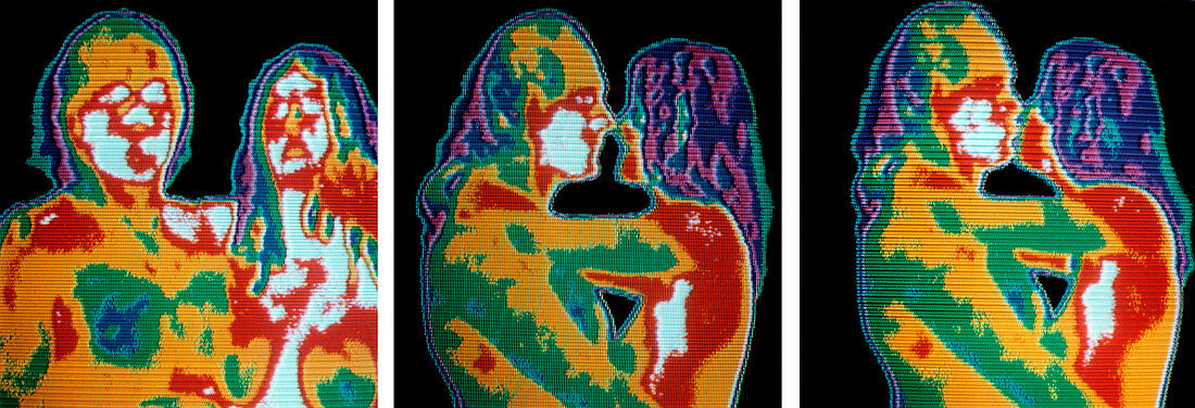 Thermograms: couple kissing