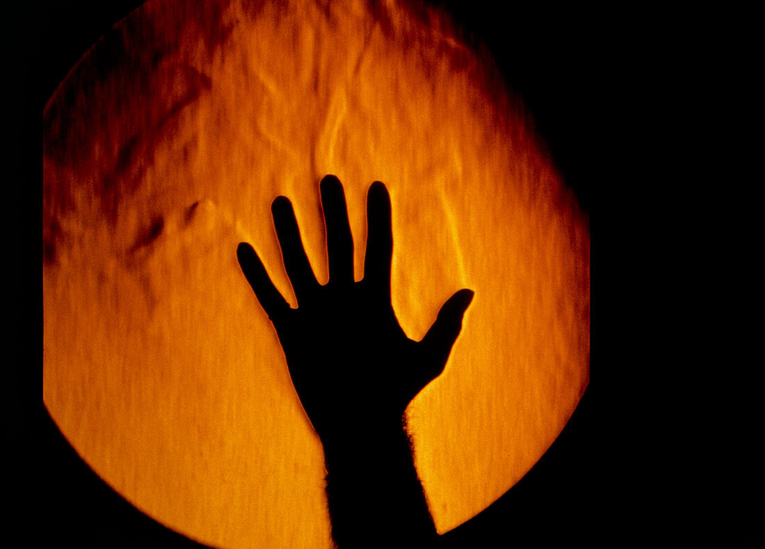 Schlieren image: heat rising from a hand