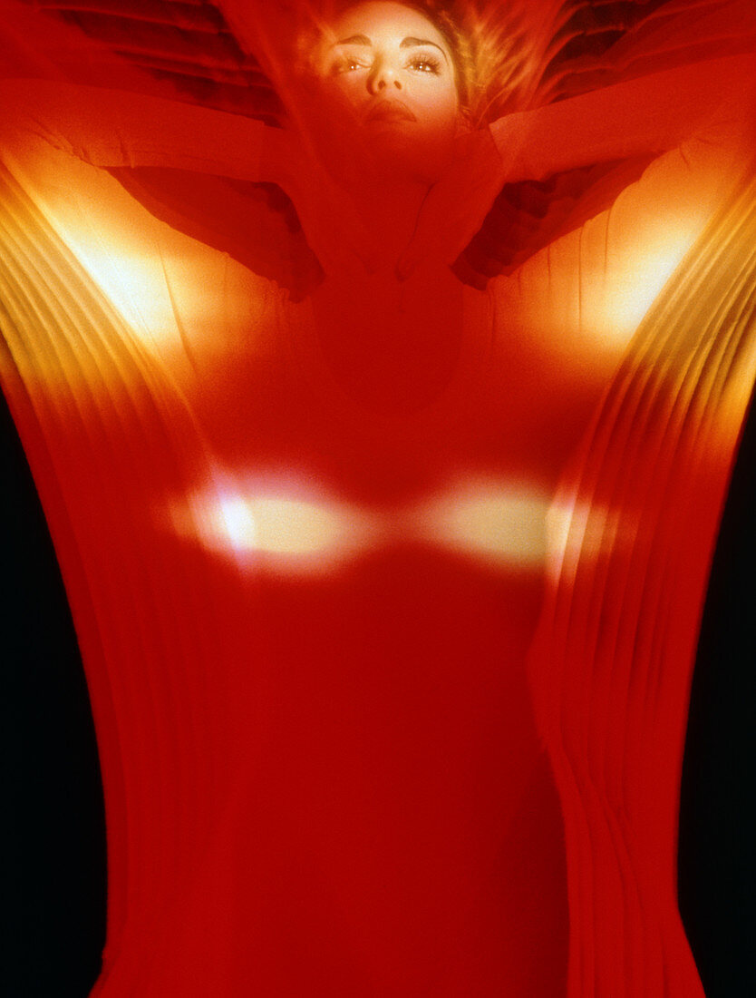 Multiple exposure abstract of a woman (front view)