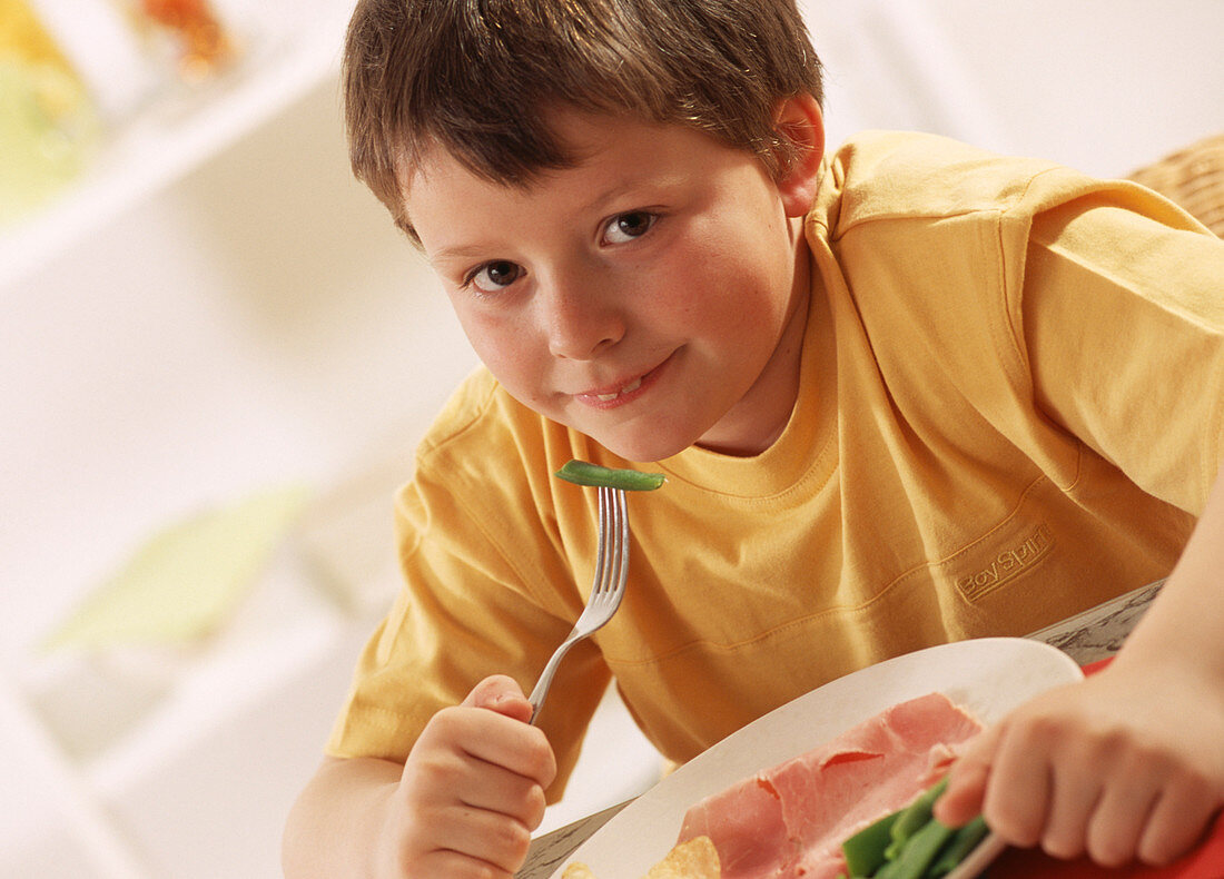 Boy eating healthy meal