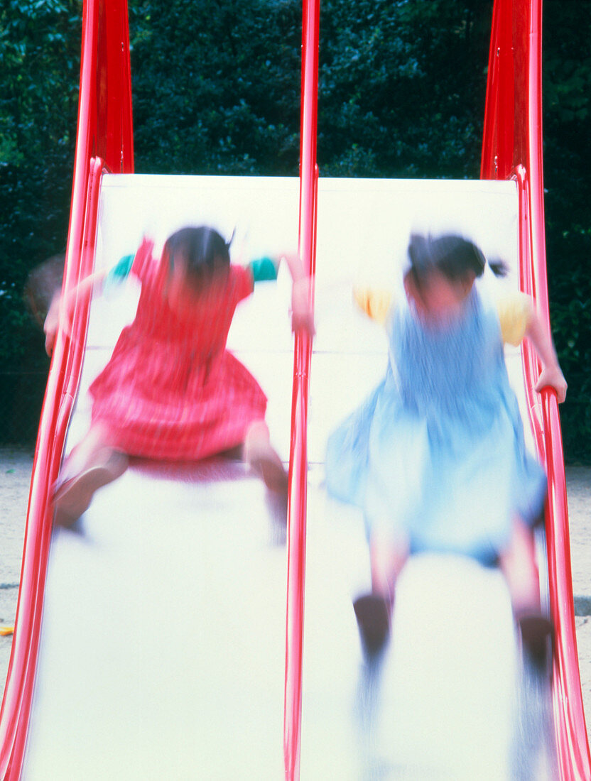 Girls on slide