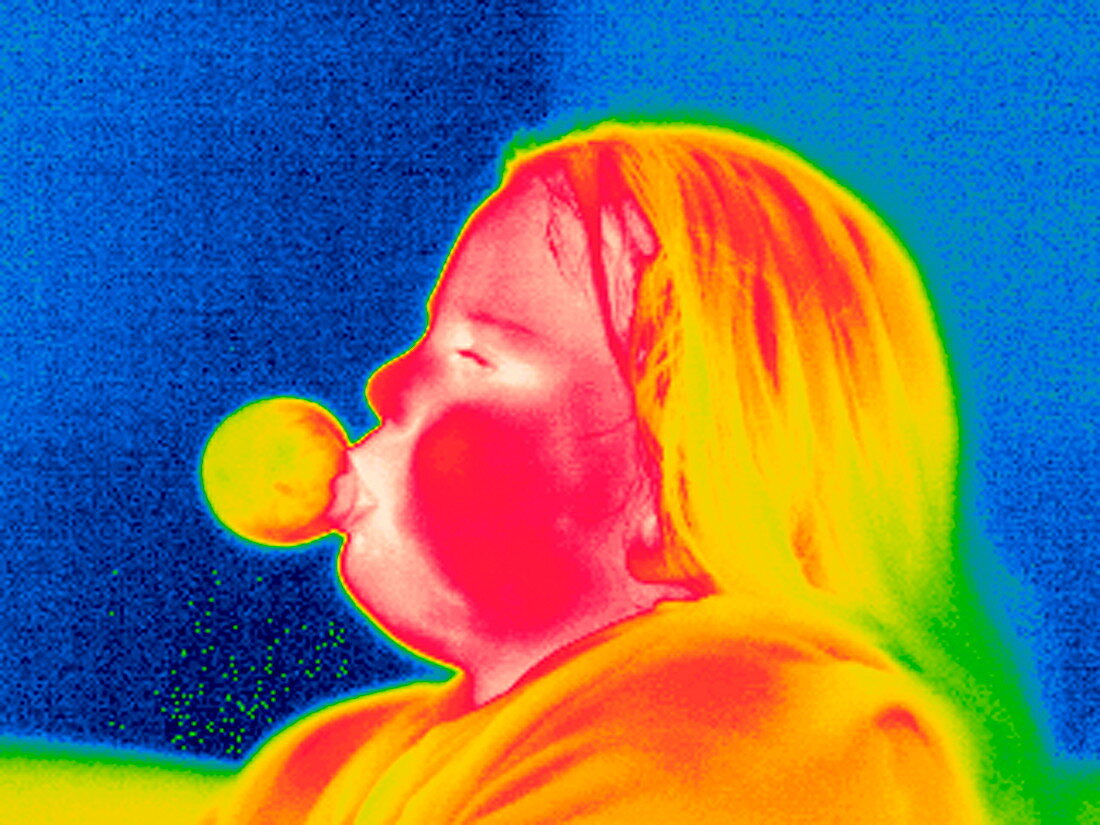 Girl with bubblegum,thermogram