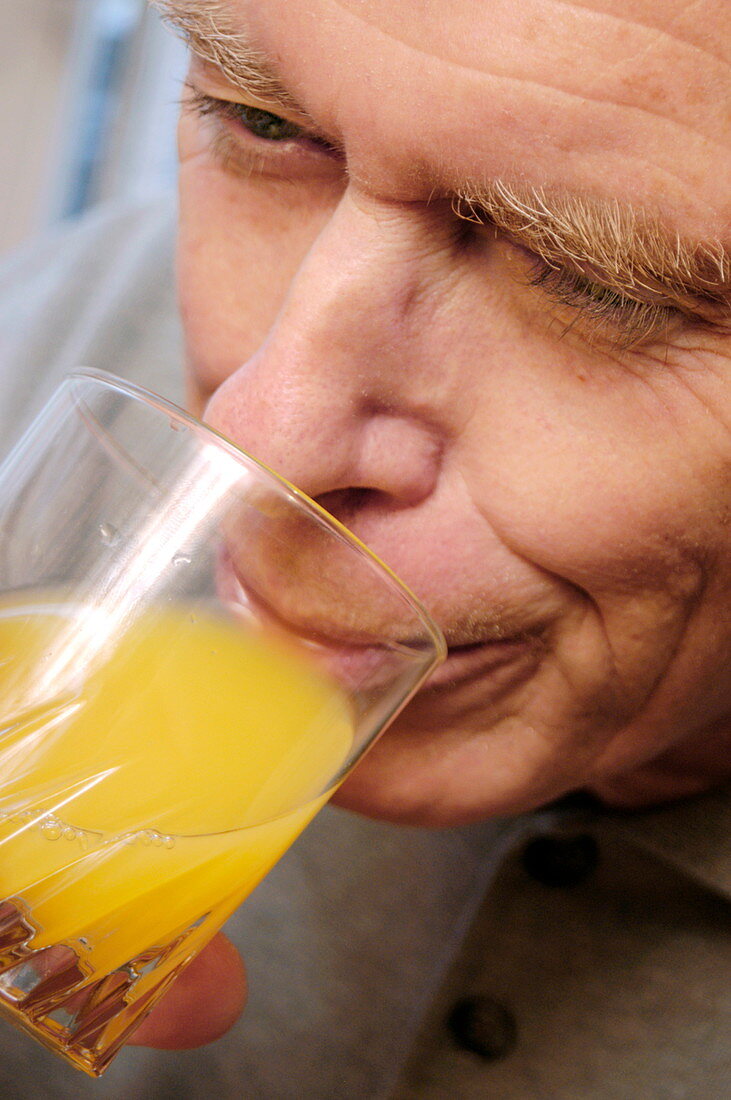 Man drinking fruit juice