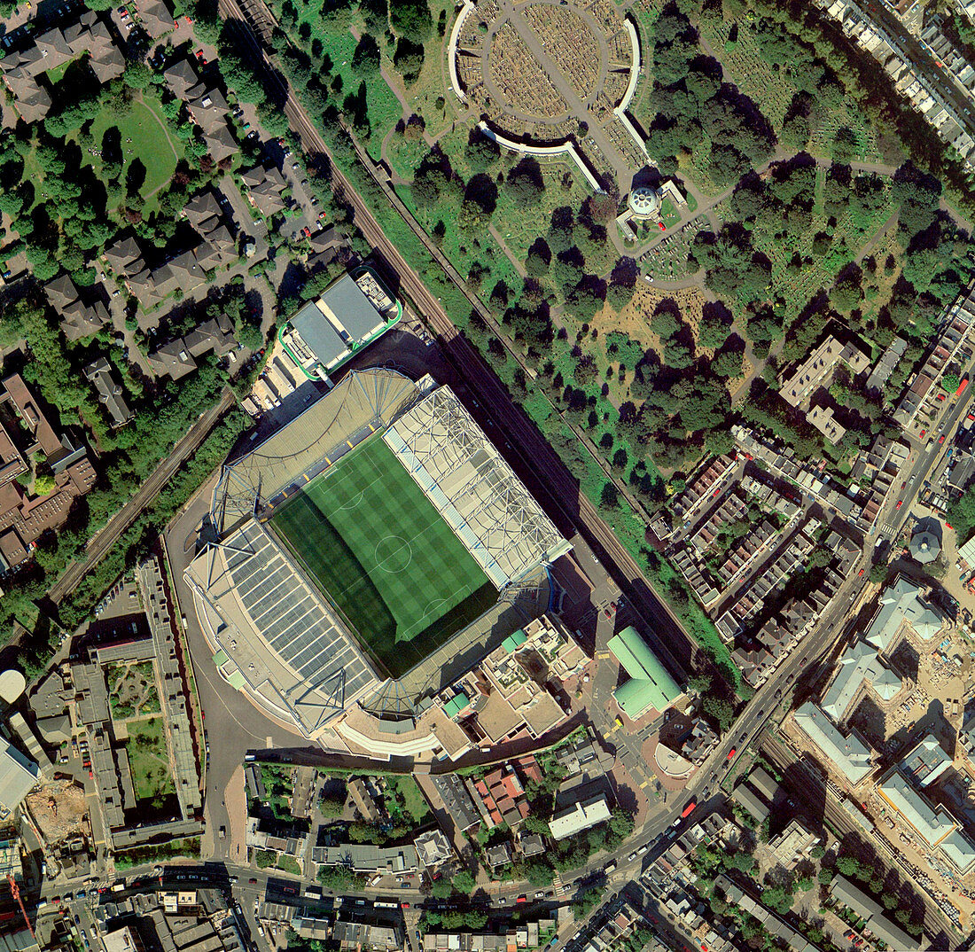 Chelsea's Stamford Bridge stadium,aerial