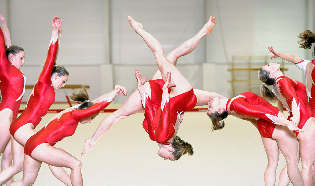 Gymnast performing a free walkover