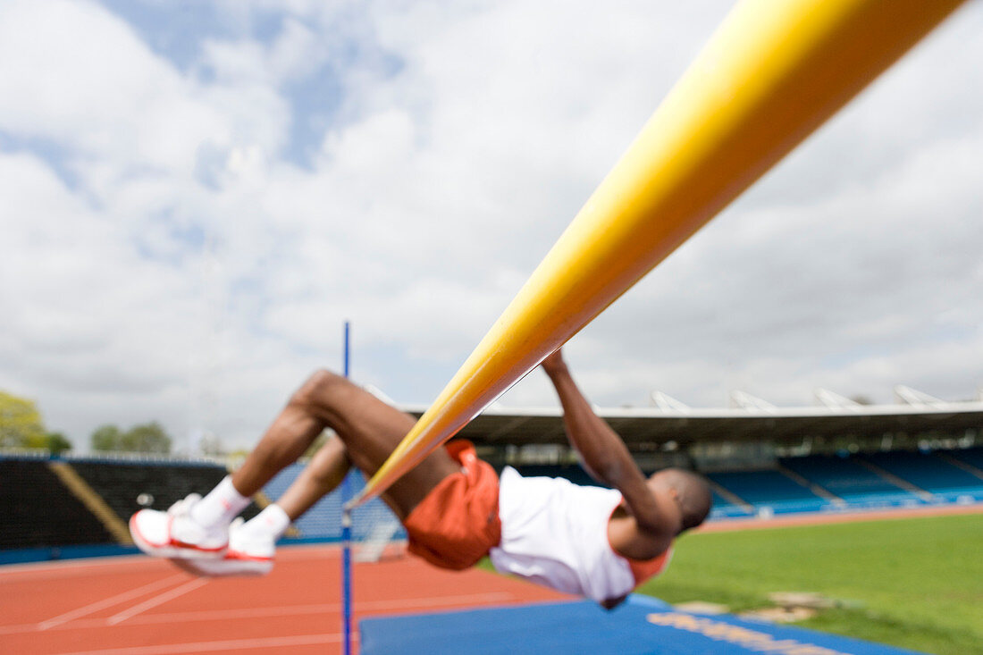Athlete performing a high jump