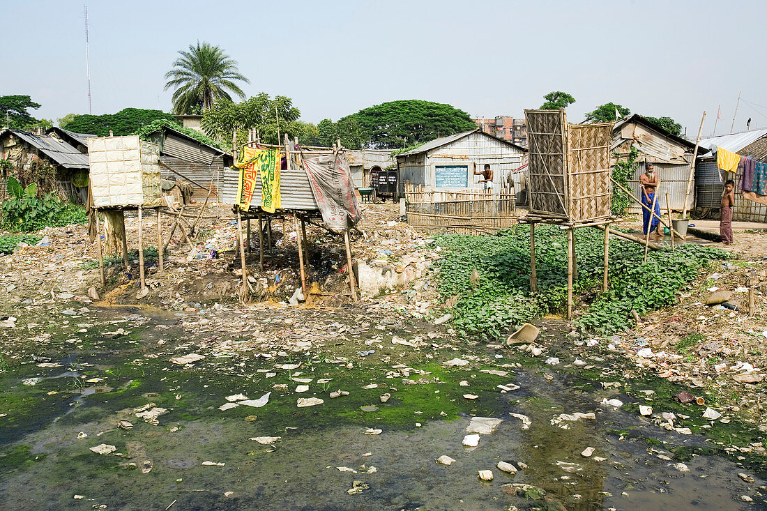 Slum toilets in Dhaka,Bangladesh