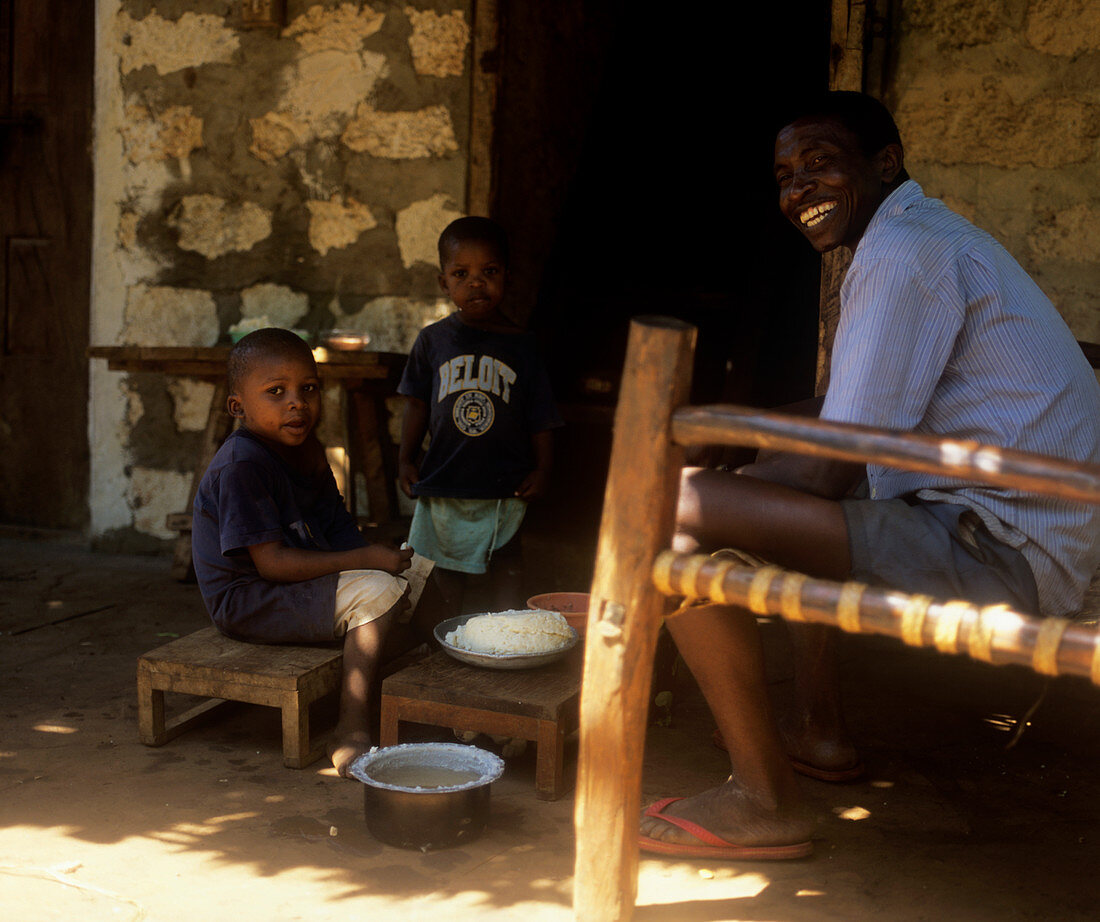 Farmer and his family,Kenya