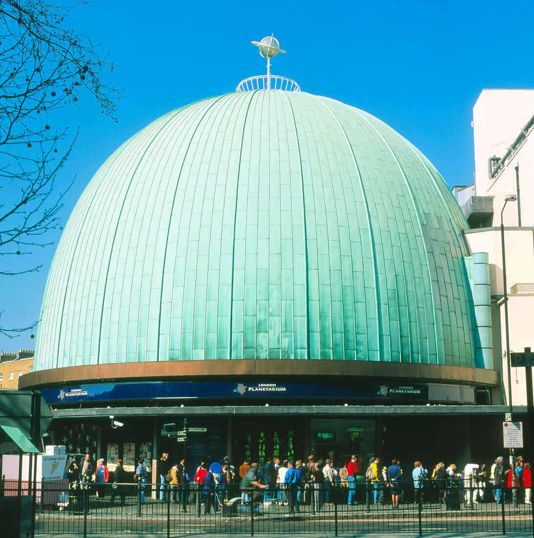 People queuing outside London Planetarium,England