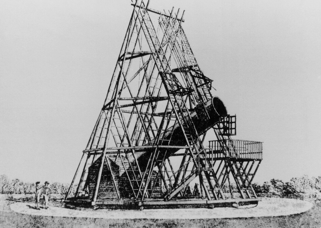 Illustration of Herschel's 40-foot telescope