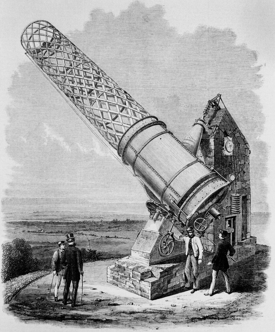 Engraving of the Melbourne Telescope in 1868