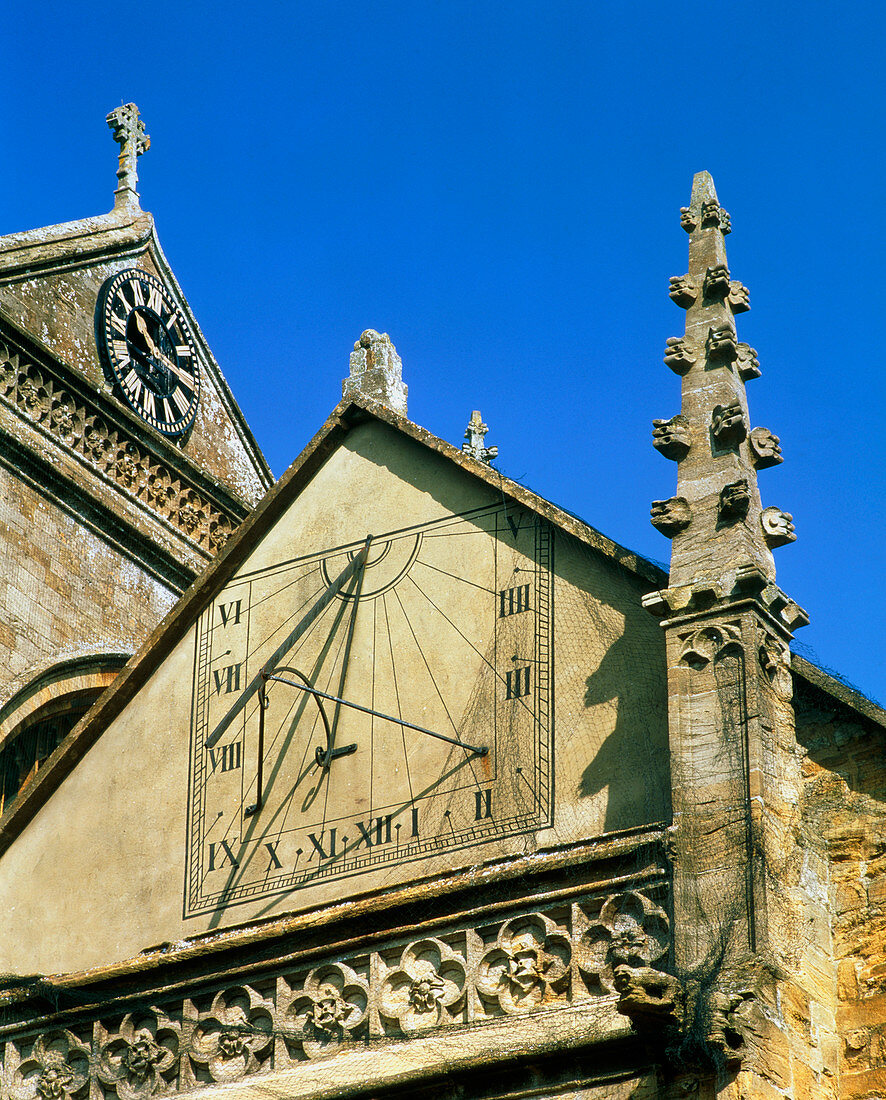 Sundial on the wall of a church