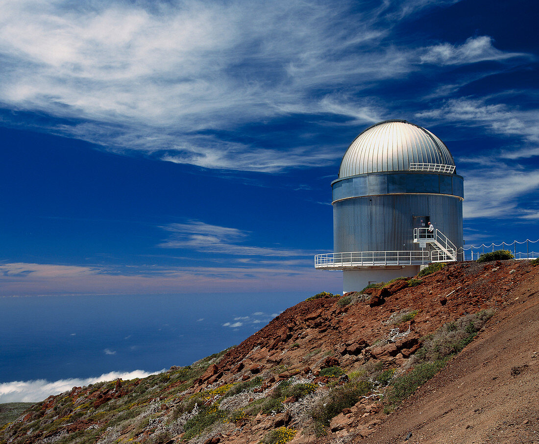Dome of Nordic Optical Telescope in Canary Islands