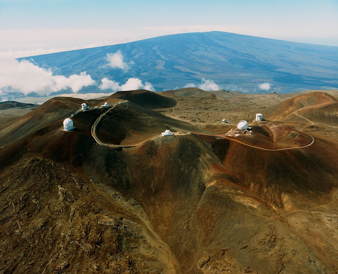 Top of Mauna Kea in Hawaii with several telescopes