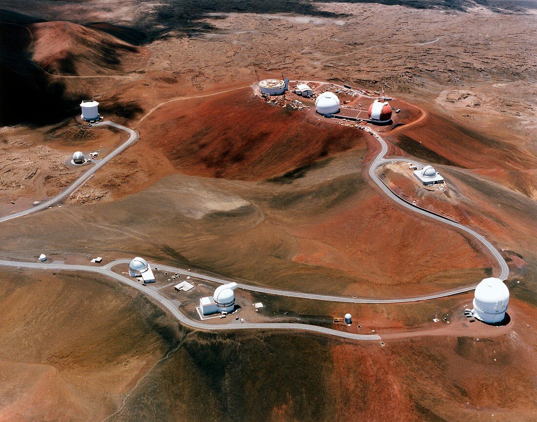 Telescope domes on the top of Mauna Kea volcano