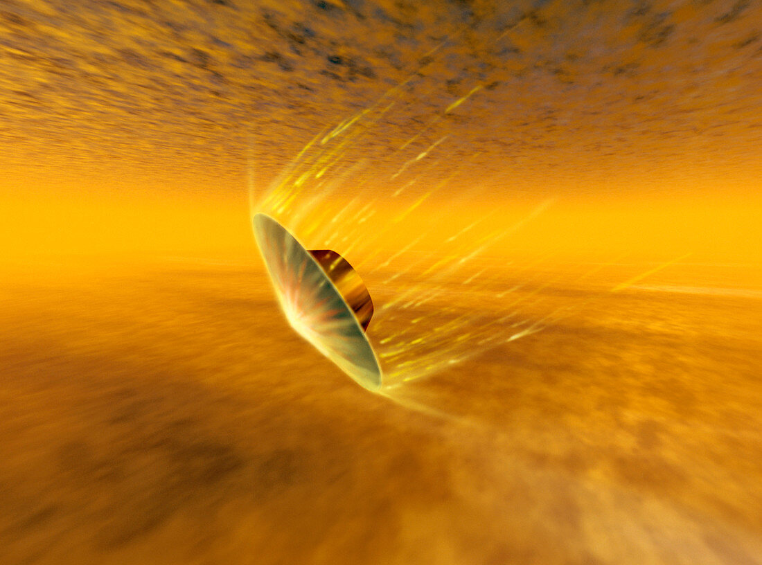 Huygens probe entering atmosphere of Titan