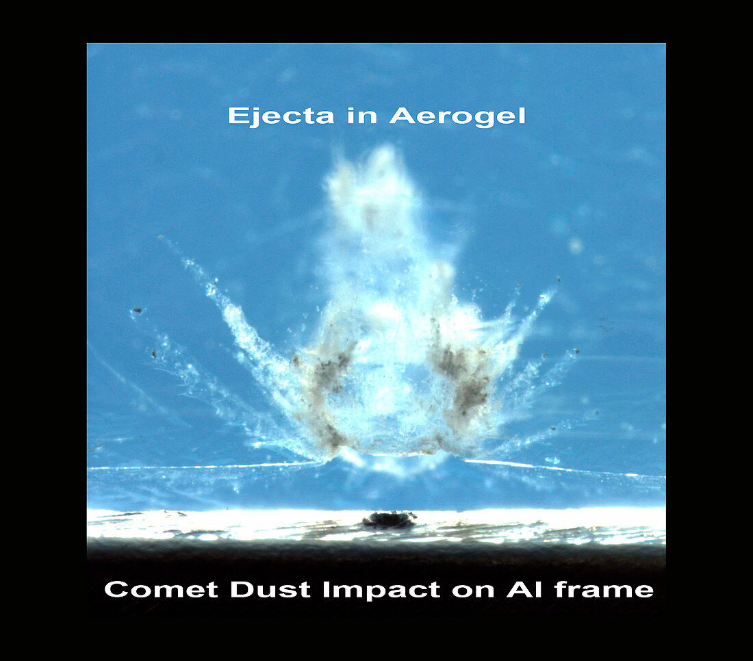 Stardust aerogel with comet dust impact