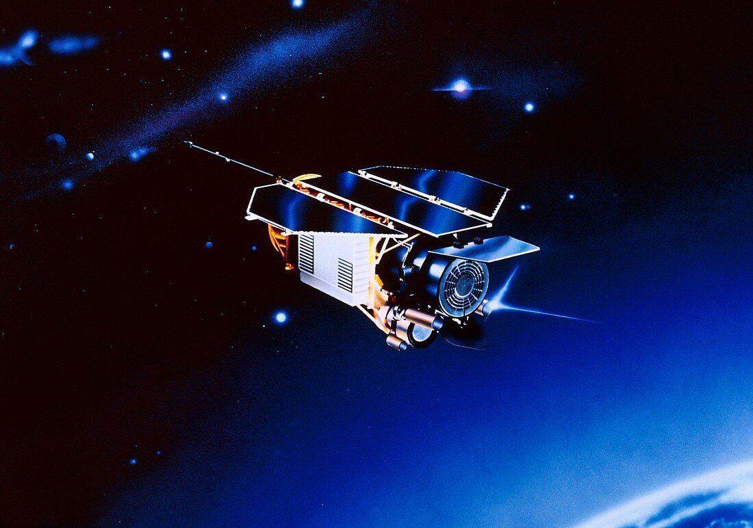 Artwork of ROSAT satellite in orbit