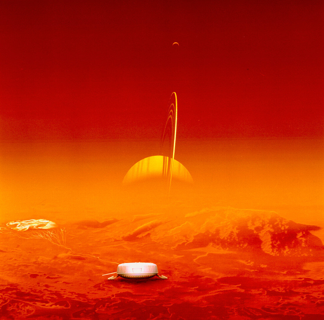 Huygens probe on surface of Titan
